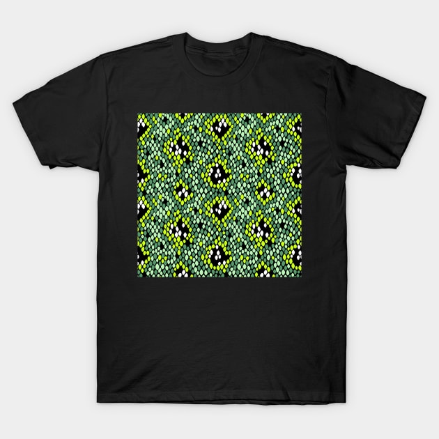 Snakeskin Pattern (Green) T-Shirt by illucalliart